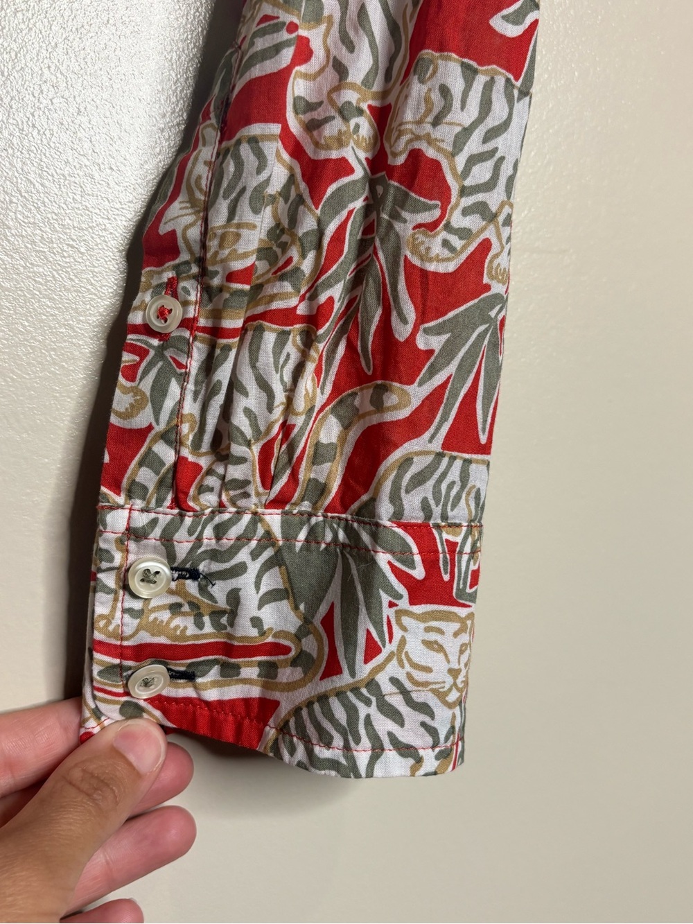 Talbots Grazing Tiger Cotton Button Front Shirt - Picture 6 of 8